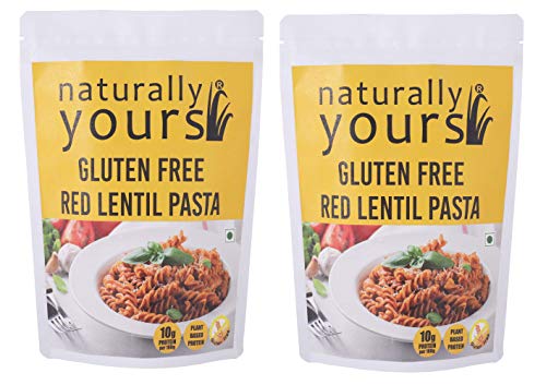 Image of Naturally Yours Red Lentil Pasta | 200g Pack | Gluten-Free, No Maida, No Onion No Garlic, 100% Jain Friendly, Vegan, Preservative-Free | High Plant Protein & Fiber | Healthy Pasta | Pack of 2