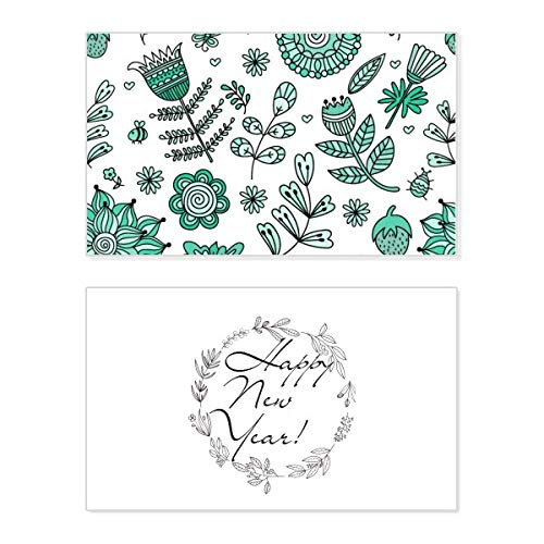 Tarjeta conmemorativa de año nuevo: felicitaciones con flores verdes