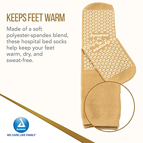 Dynarex Double Sided Non-Skid Socks - Non-Slip Hospital Slipper Socks with Grips, Unisex - Polyester-Spandex Blend - Warm, Fuzzy, No Latex - X-Large, 48 Pairs per Case3