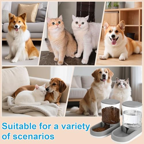 Druuzyl Wasserspender Futterspender für Katze und Hund 2×3,8 L Automatischer Futterspender, Katzenfutterspender und Katzenwasserspender für kleine und mittelgroße Haustiere