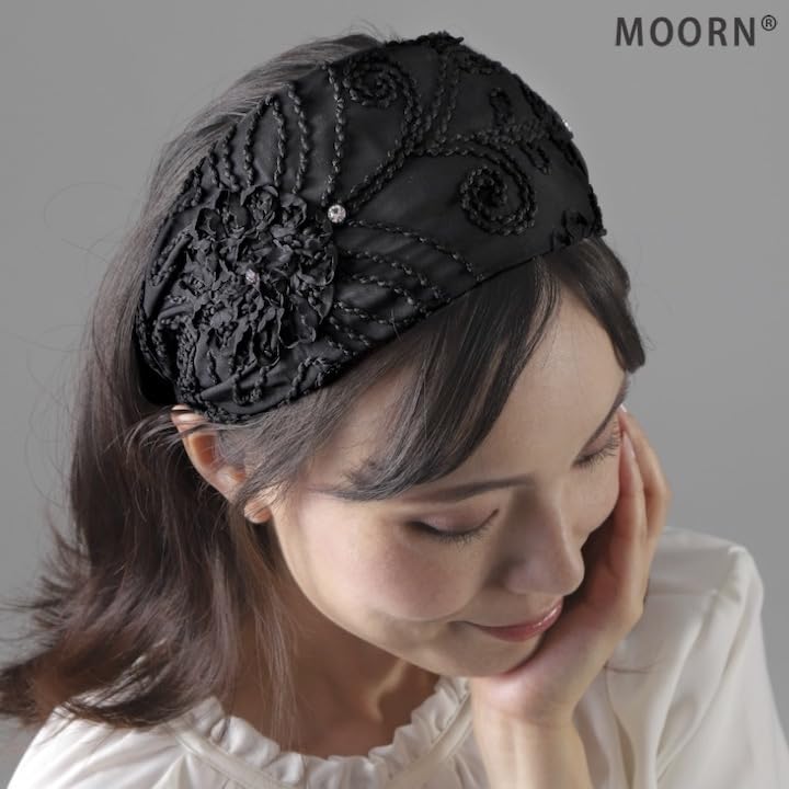 Amazon.co.jp: MOORN モーン 幅広 カチューシャ 太め 花 Aタイプ