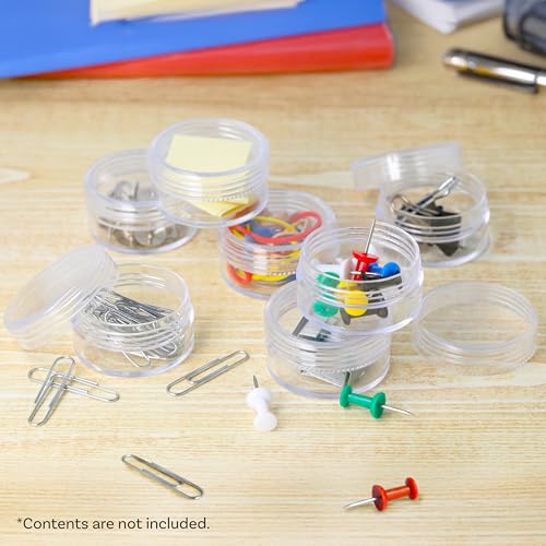 Image of The Beadsmith Clear Organizer Box - 9.5 inch x 6.4 inch Storage Case with 24 Mini Jars (1.5 inch x 0.8 inch), Screw-Top Containers for Crafts, Spices, Pills, Screws, Jewelry, Office Supplies & More (Pack of 3)