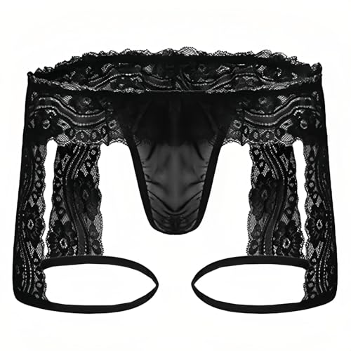 Men's Lace Underwear Sexy Boxer Briefs - Sheer Mesh Low-Rise Panties with 3D Pouch, Comfortable & Breathable