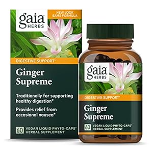 Gaia Herbs Ginger Supreme – Supports Healthy Digestion and Relieves Occasional Nausea – with Organic Ginger Root and Turmeric Curcumin Root – 60 Vegan Liquid Phyto-Capsules (60-Day Supply)