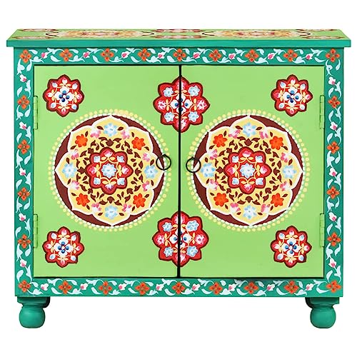 Genérico Aparador Madera de Mango Pintado a Mano Multicolor 70x35x60 cm,Armarios y Almacenamiento,Aparadores-321664