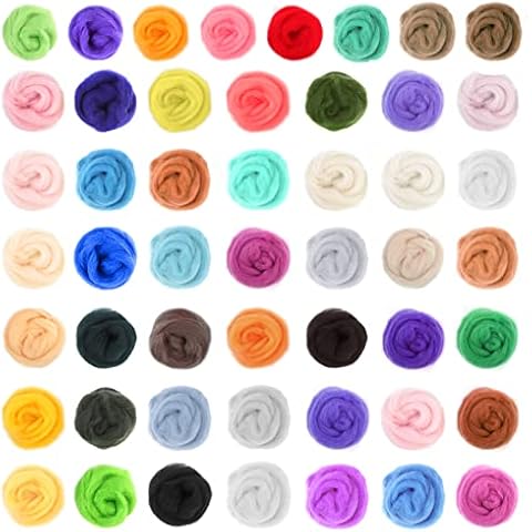 WOWOSS 50 Colors Felting Wool Set 3g Wool Knitting Yarn Felting Fibre Wool Felting Basic Kit for Needle Felting Wool DIY Crafts Doll Ornament Cover