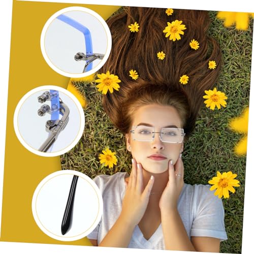 PartyKindom 1pair Fashion Rimless Sunglasses for Outdoor Activities Uv Protection Unique Style for Travel Shopping and Parties Transparent Lenses Comfortable Fit Photo Prop Accessory3