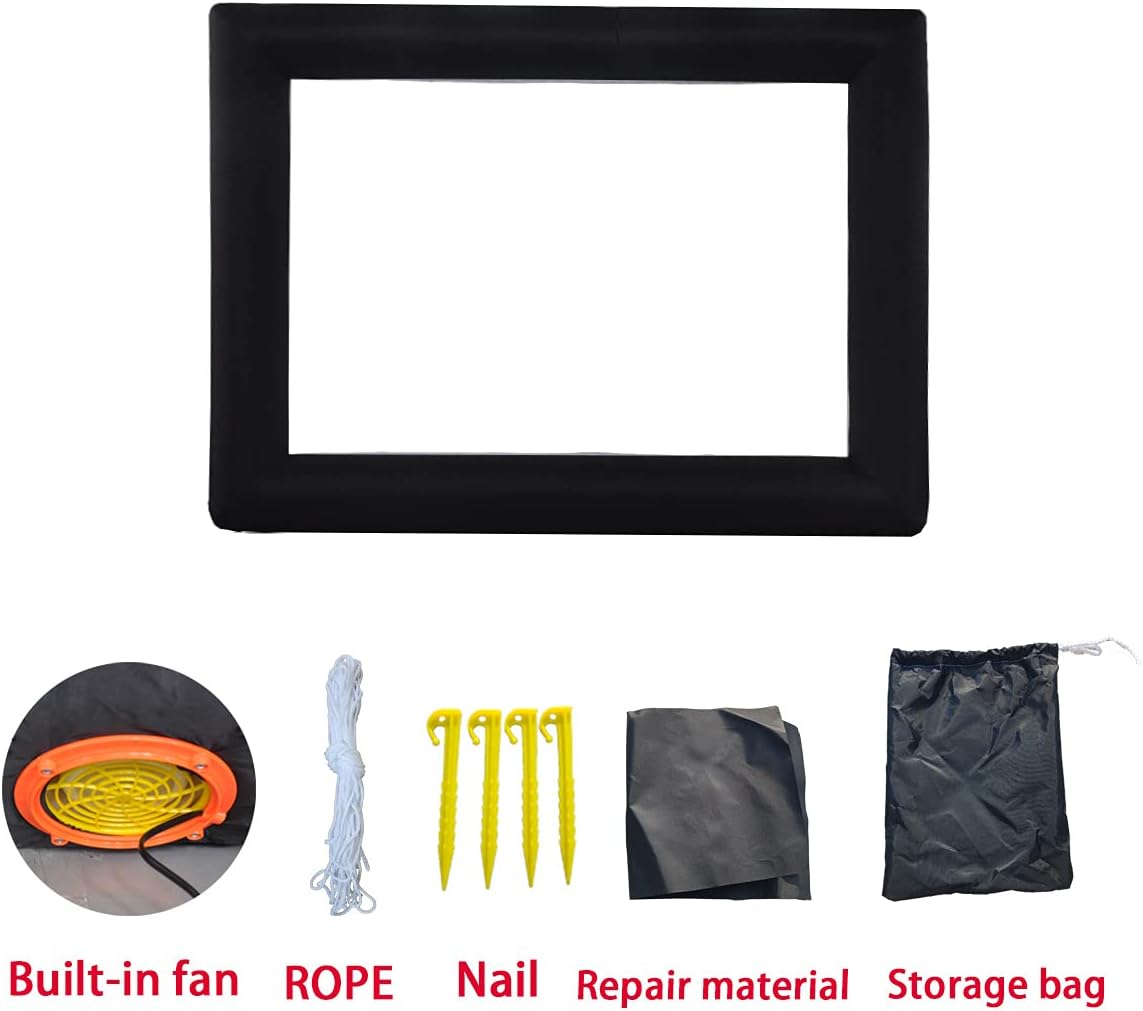 Best Seller 16FT Inflatable Outdoor Projector Movie Screen with Build in Fan - Suitable to Outdoor Indoor and Backyard - Medium Theater Projector Screen with Storage Bag - Easy to Set Up(16ft, Black)