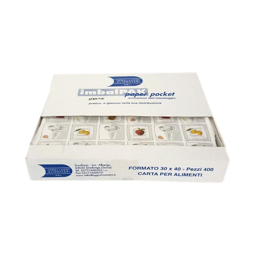 400 Pezzi Fogli Carta Politenata 30x40 cm Ripiegati in Box per incarto Vaschette Gelato da 350 e 500 gr Fantasia Silver per incartare alimenti IMBALLAGGI ALIMENTARI