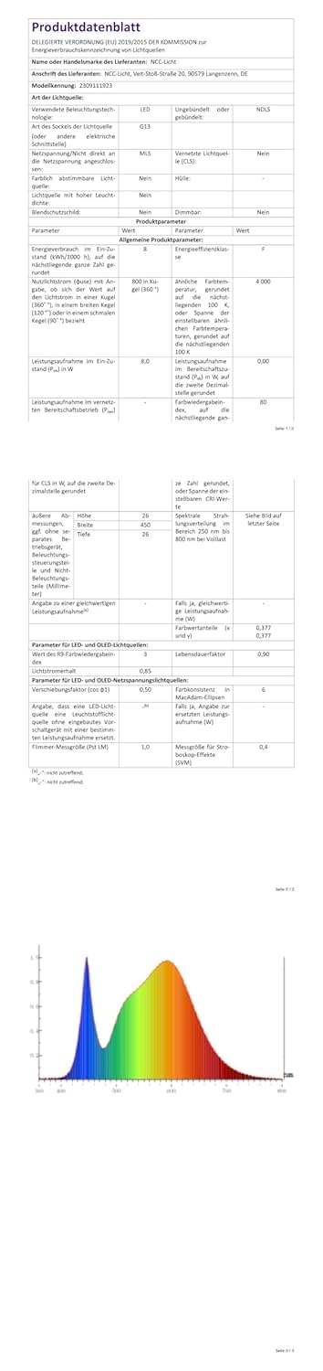 NCC-Licht 25x LED Röhre 45cm 8W/840 G13 800lm Neutralweiß 4000K | Ersetzt 15W/840 Leuchtstoffröhre T8, Lieferung mit Starter für KVG oder Direktanschluss an 230V Netzspannung