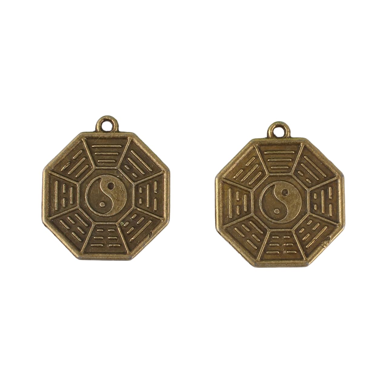 YJIUYUANQ Vintage Chinese Taoism Brass Bagua Metal Feng Shui Tag Coin DIY Findings Making,10-Pack, As Show