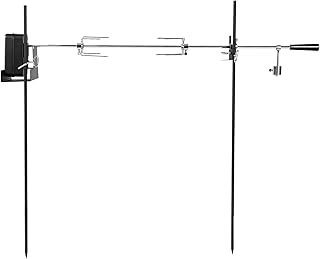 Onlyfire Heavy Duty Rotating Cordless Dual Post Open Fire Spit Rotisserie Grill System, 38 Inch Spit Rod, Outdoor