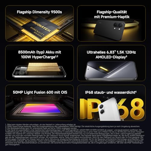 XIAOMI Poco X8 Pro Max Smartphone 12GB+512GB, Dimensity 9500s Prozessor, 8500mAh Akku, Ultra-helles AMOLED-Display, 50MP Light Fusion 600 Hauptkamera mit OIS, Schwarz, 3 Jahre Garantie – Bild 3