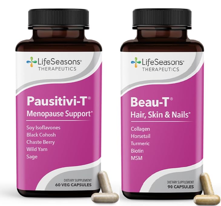 Pausitivi-T with Beau-T - Menopause Support Supplement - Powerful Relief for Hot Flashes, Hormone Imbalance & Night Sweats - Nourishes Tissue - Sage, Chasteberry, Soy Isoflavones & Black Cohosh