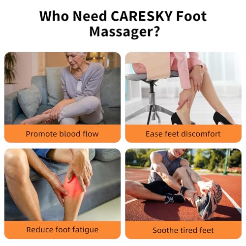 Image of CARESKY Shiatsu Foot Massager with Heat, Deep Kneading Foot Massager for Plantar Fasciitis, Neuropathy, Circulation and Pain Relief, Foot and Calf Massage at Home /Office