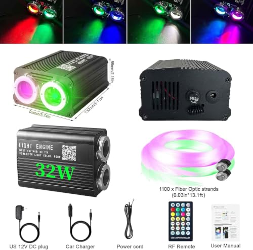 Image of Starlight Headliner Kit 1100 Piece Twinkle 0.03in*13.1ft /0.75mm*4m, 32W Dual Color RGBW Changing Color,APP /Remote Control,Voice /Sound Activated for Home Theater SUVs Truck