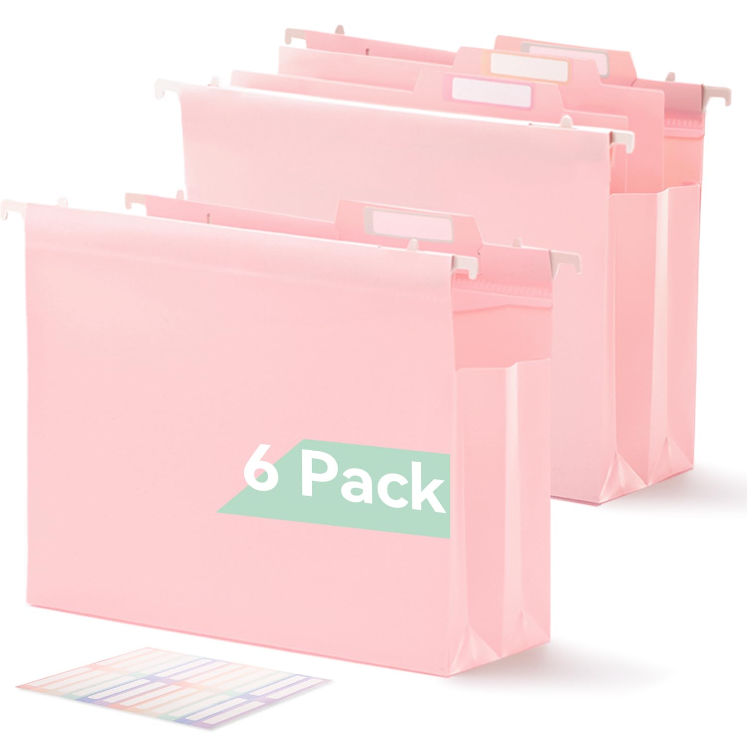 SortRax Plastic High Capacity Hanging File Folders, 4" Expansion for Bulky Documents, Side-Sealed Pocket, Holds Heavy Files, Letter Size, Movable