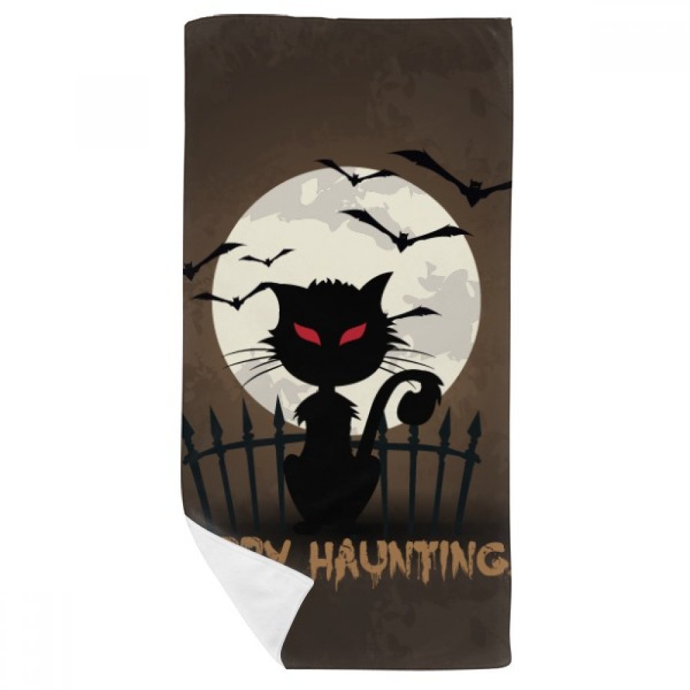 Serviette de bain doux chat Halloween pour éviter les irritations du visage 35x70