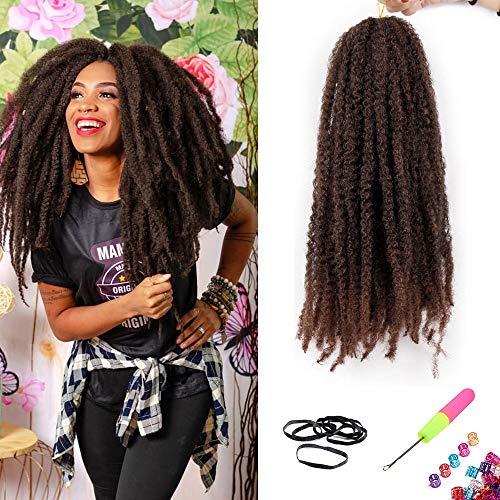 6 Packs Marley Hair for Twist Braiding Hair 18 inch Marley Twist on Natural Hair Type 4C Crochet Braids Hair Extensions for DIY(18", T1B/30)