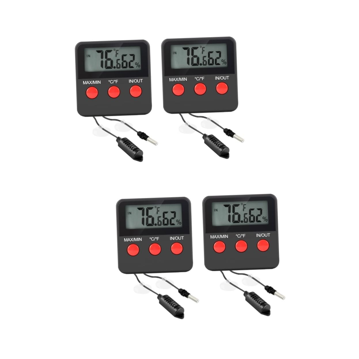 DOITOOL 4sätze Reptilien Terrarium Temperatur Und Feuchtigkeitsmonitor Digitale Hygrometer Und Thermometer Für Schildkröten Und Echsenbecken Ohne Batterie Präzise Messwerte Für