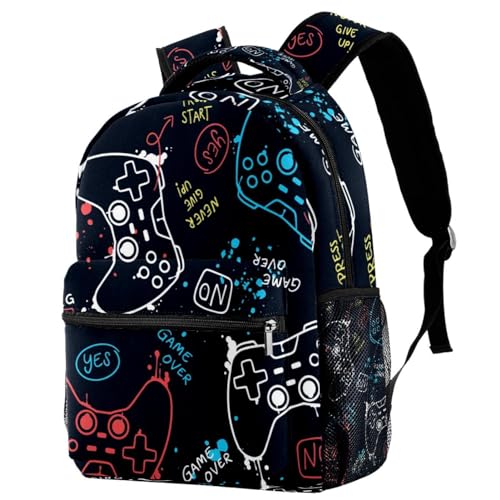 Sac à dos d'école Game Over | Grand cartable multicolore pour ados et enfants