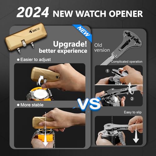JOREST Watch Repair Kit + Watch Press Tool, Battery Replacement, Strap Adjustment, Wrench Opening Back Cover, Case Opener/Closer, Link Remover Sizing Bracelet, Screwdriver Band Pin Removal, Spring Bar2