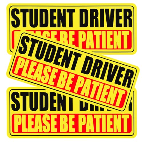Student Driver Magnet for Car, 3 Pack Please Be Patient New Student Driver Sticker Safety Warning Reflective Signs, Reusable Magnetic Reflective Rookie Drivers Bumper Sticker