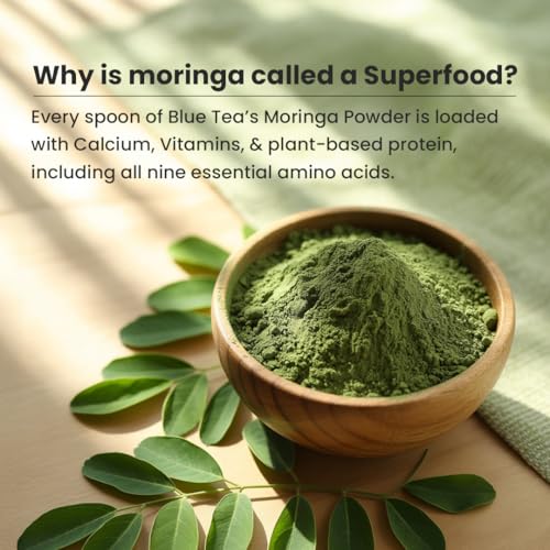 Image of BLUE TEA - Moringa Powder - 100 gm | Essential Nutrients | Superfood | Rich in Vitamins & Minerals | Naturally Boosts Energy and Overall Health | Drumstick Leaf Powder | Ziplock Pack