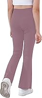 Vista 11 de Pantalones de yoga para niñas, cintura cruzada, pierna ancha, pantalones acampanados de entrenamiento de cintura alta Z1-negro