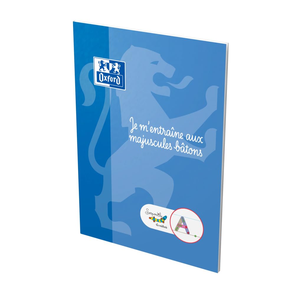 Oxford Serpodile Cahier DYS A4 d'Entrainement Majuscule Baton 48 Pages MS-GS