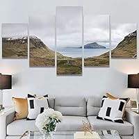 SIGNWIN 5 Panel Canvas Wall Art Modern Art Beach Dramatic Island Landscape Multicolor Photography for Home Decorations Ready to Hang - 60
