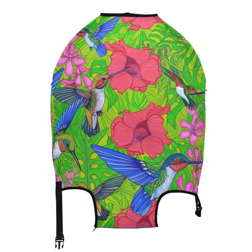 Joisal Luggage Cover for Suitcase Protector Trip Personalized Graphic Travel Luggage Sleeve for Women Colorful Birds Lush Green Pink Floral, XL, Fits 29-32 Inch Case2