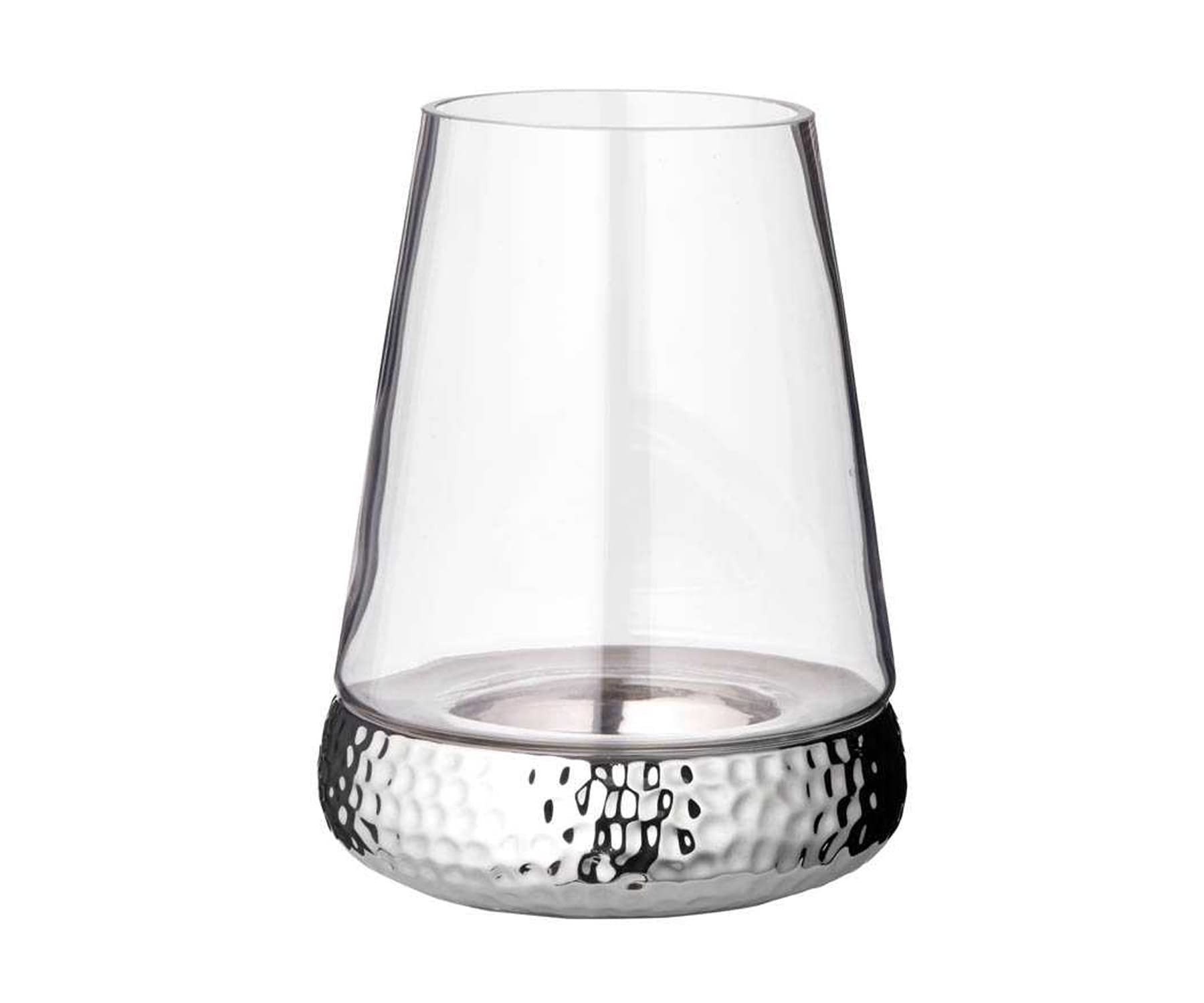 EDZARD Lampion Bora, młotkowany, szkło z niklowaną podstawką ceramiczną (24 cm)