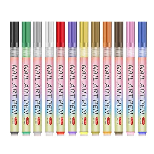 Bolígrafos de esmalte de uñas, lápiz de pintura de uñas | Pensos de 12 colores Marcadores de uñas de pintura acrílica - Herramientas de dibujo de salto de secado rápido impermeable para uso en el hoga