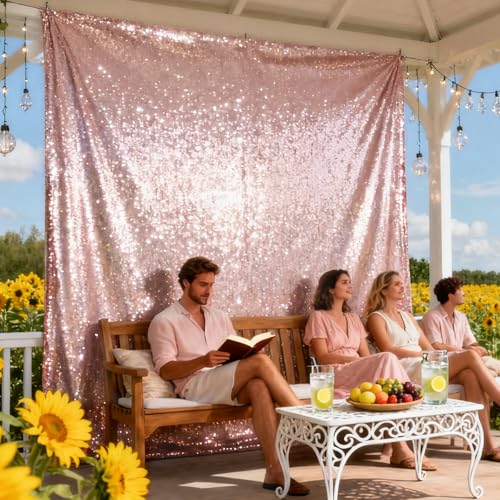 Cortinas VOK Rose Gold Secuenciadas 4 Paneles 2x8FT miniatura 3