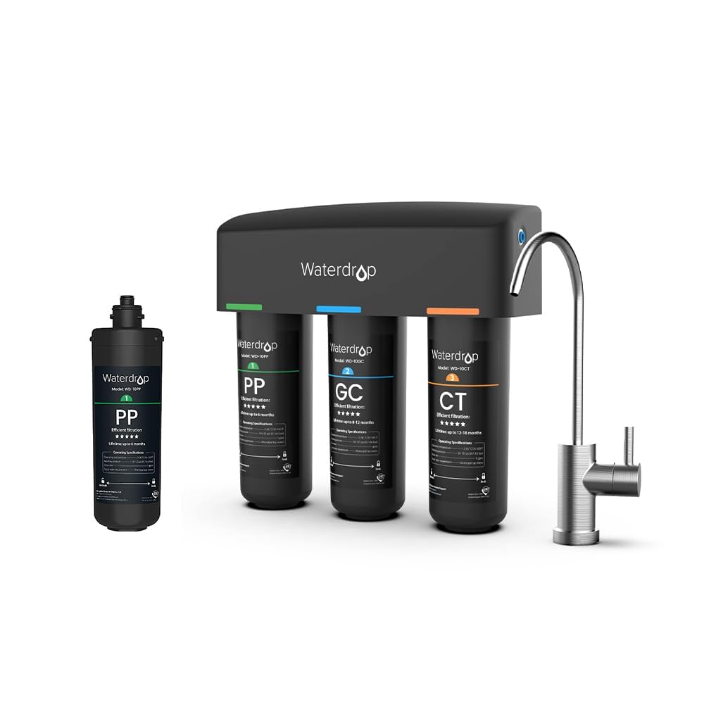 Waterdrop TSB 8 Layer Under Sink Water Filter with WD-10PP Water Filter Replacement for Waterdrop TSA & TSB & TSA-UF & TSB-ALK & TSB-CM 3-Stage, Bundle