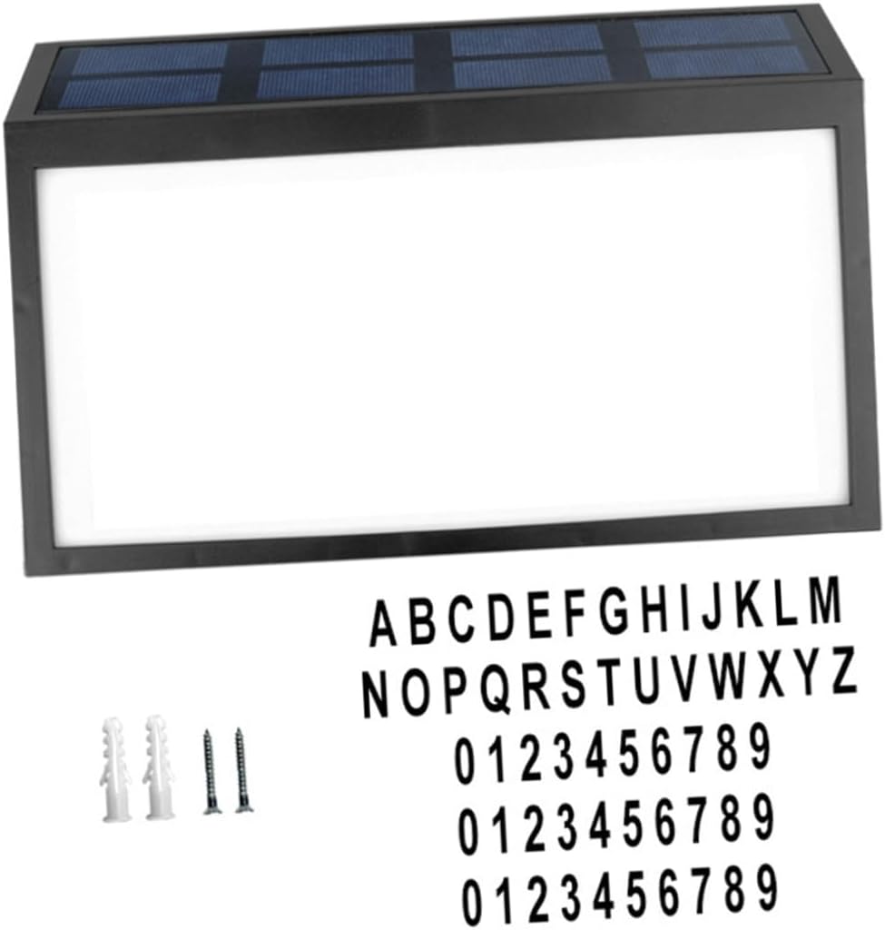 Homoyoyo Solar Powered Address Sign Light with Clear Numbers Weatherproof Abs Outdoor House Number Plaque Energy-saving Solar Wall Lamp for Enhanced Night Visibility Letters White Light