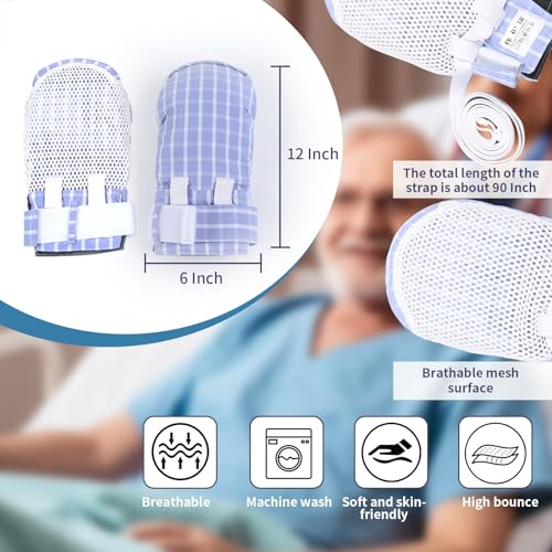 Image of Dementia Restraint Gloves Zipper Opening for Prevent Scratching Harm,Control Mitts for Elderly, Fingers Protection Dementia Products, Breathable,Reusable and Washable - 2Pcs