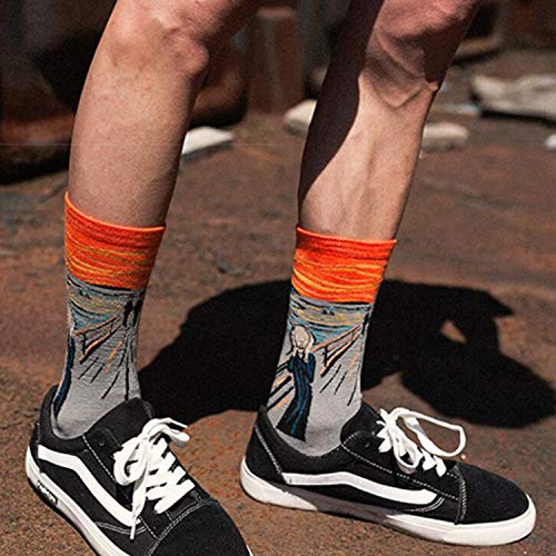 HSELL Mens Famous Painting Art Printed Dress Socks Crazy Colorful Pattern Fun Crew Cotton Socks2