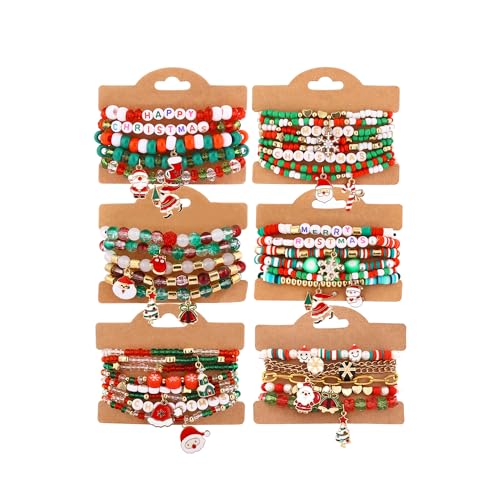 36 Pcs Holiday Heishi Surfer Bracelets for Women Bulk Easter Mother's Day Christmas St. Patrick's Day Mardi Gras Bracelet Stackable Stretch Friendship Bracelets Set