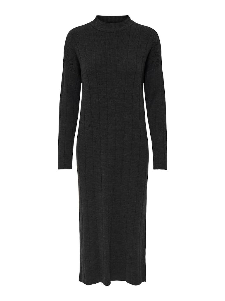 ONLTESS LS Highneck Midi Dress KNT, Malt Ball/Detail: Melange, L