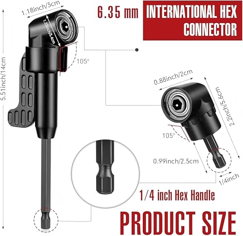 Image of 17Piece Flexible Drill Bit Extension, Include 3Pcs Rotatable Socket Adapter 2Pcs Hex Shank 105 Right Angle Drill Attachment 10 Short Screwdriver bits 90 Angled Bits and Bendable Drill Bit Extension