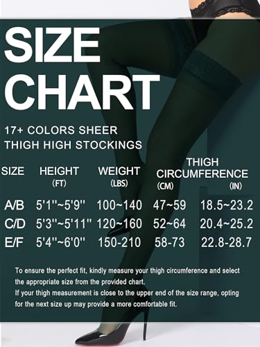 Image of DancMolly Silky Thigh High Stockings, with 17+ Colors Sheer Silicone Lace Top Pantyhose for Women