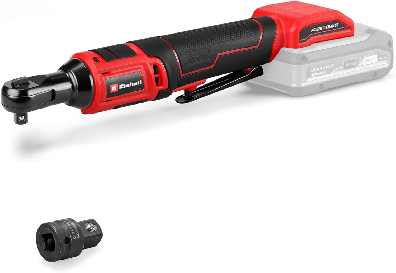 Einhell Akku-Ratschenschrauber TE-RW 18/60 Li-Solo Power X-Change (18 V, 60 Nm, 3/8"-Werkzeugaufnahme, Rechts-/Linkslauf, LED-Licht, inkl. 1/2"-Adapter, ohne Akku)