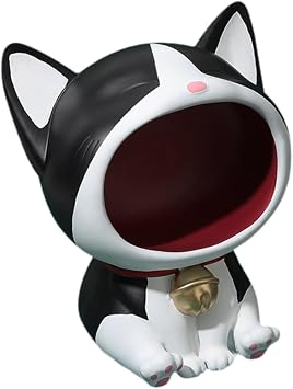 Cat Statue, Candy Bowl, Key Bowl, Modern Multipurpose Entryway Key Holder, Animal Sculpture for Cabinet, Desk, Black