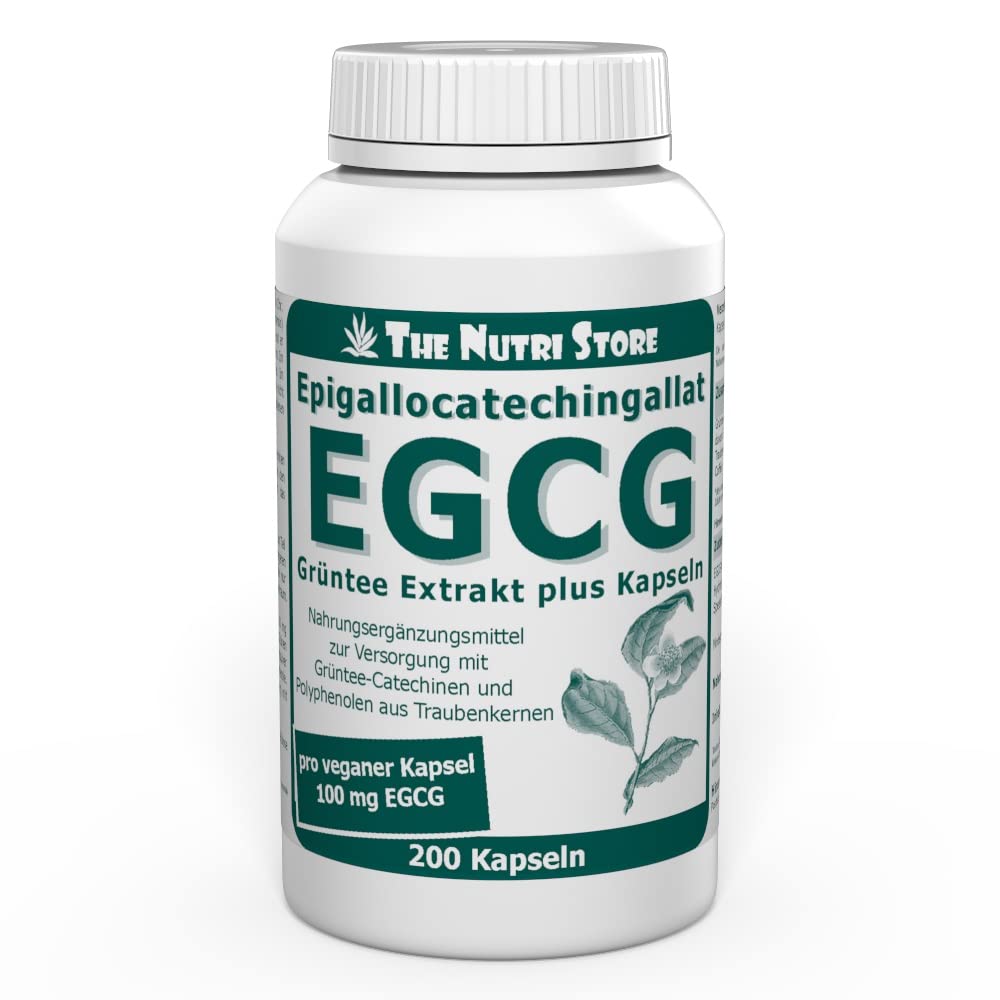 EGCG Grüntee-Extrakt in vegane Kapseln, 200 Stk. – Grüntee-Catechine und Traubenkernpolyphenole