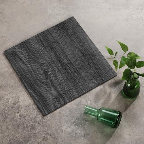 Wood Peel and Stick Vinyl Floor Tiles, Dark Grey Self
