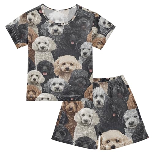 ALAZA Puppy Dog Dachshund Pajamas Set Short Sleeve Cotton Sleepwear Summer Pjs 2 Piece 5-14Y