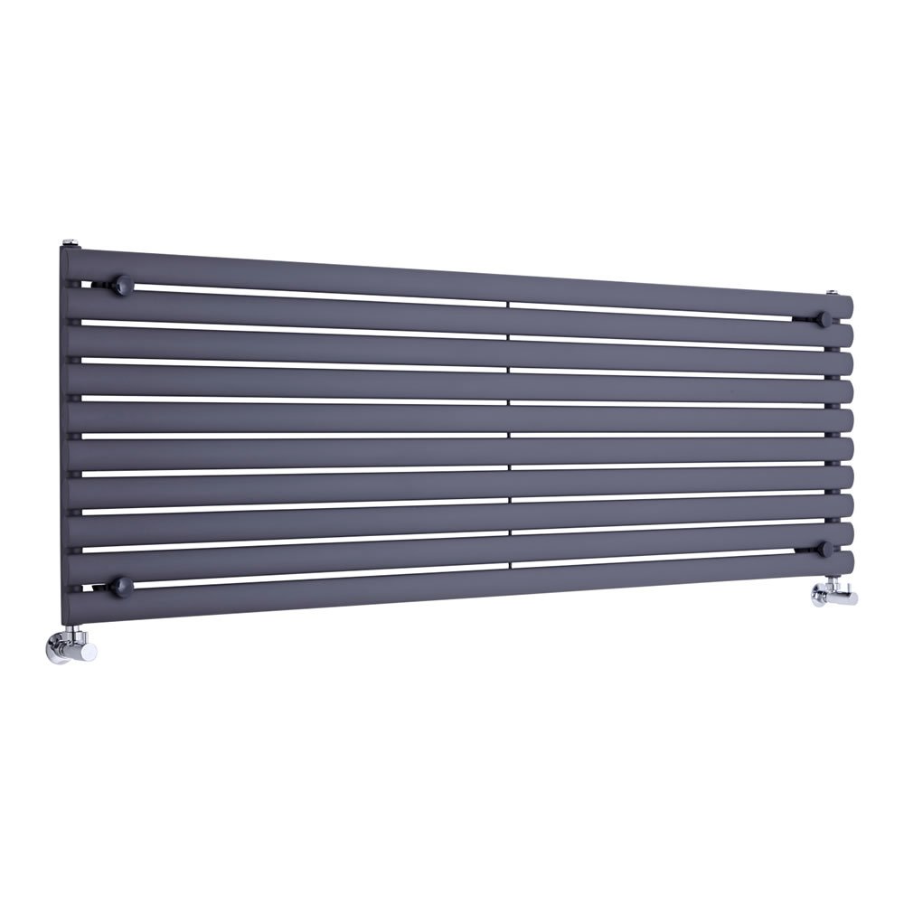 Milano Aruba Anthracite Horizontal Single Oval Panel Radiator - 590mm x 1790mm