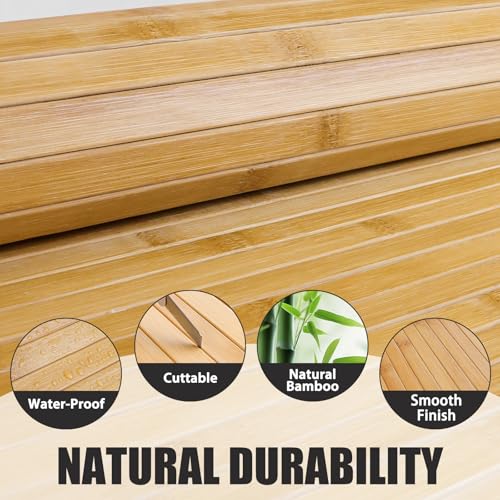FONUNO Bamboo Wall Panel for Interior Decoration Bamboo Pole Wrap Roll Natural Wainscoting Paneling Decorative Wall Slat Covering for Living Room, Bedroom, Office (16 Inch x 96 Inch, Carbonized) - Image 4